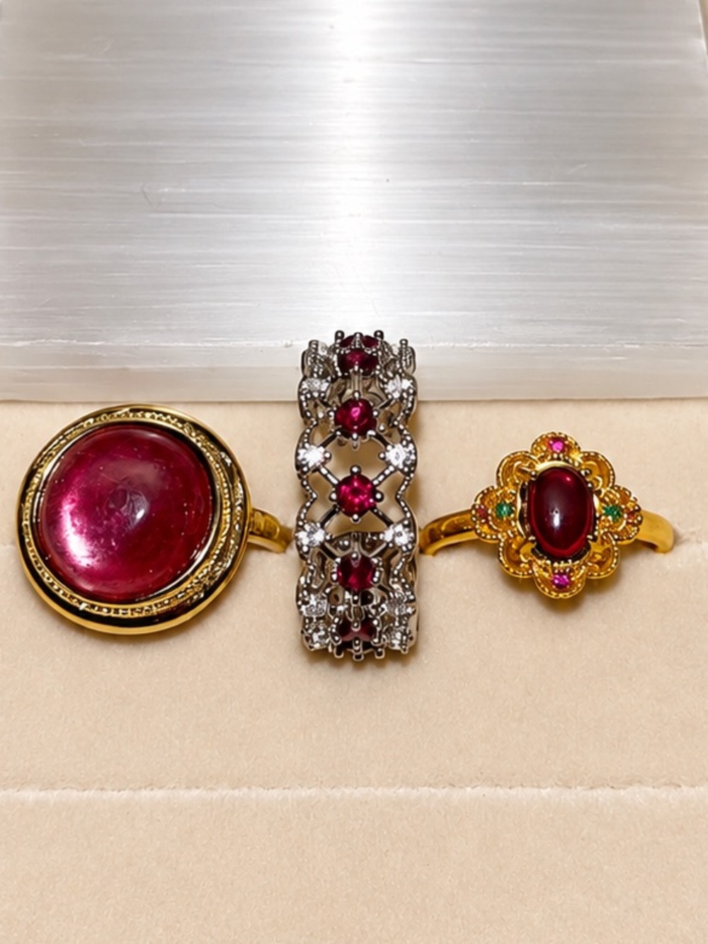 1 ~ Birthstone Rings | Ruby | Adjustable | Nickel Free | July - Picture 1 of 9